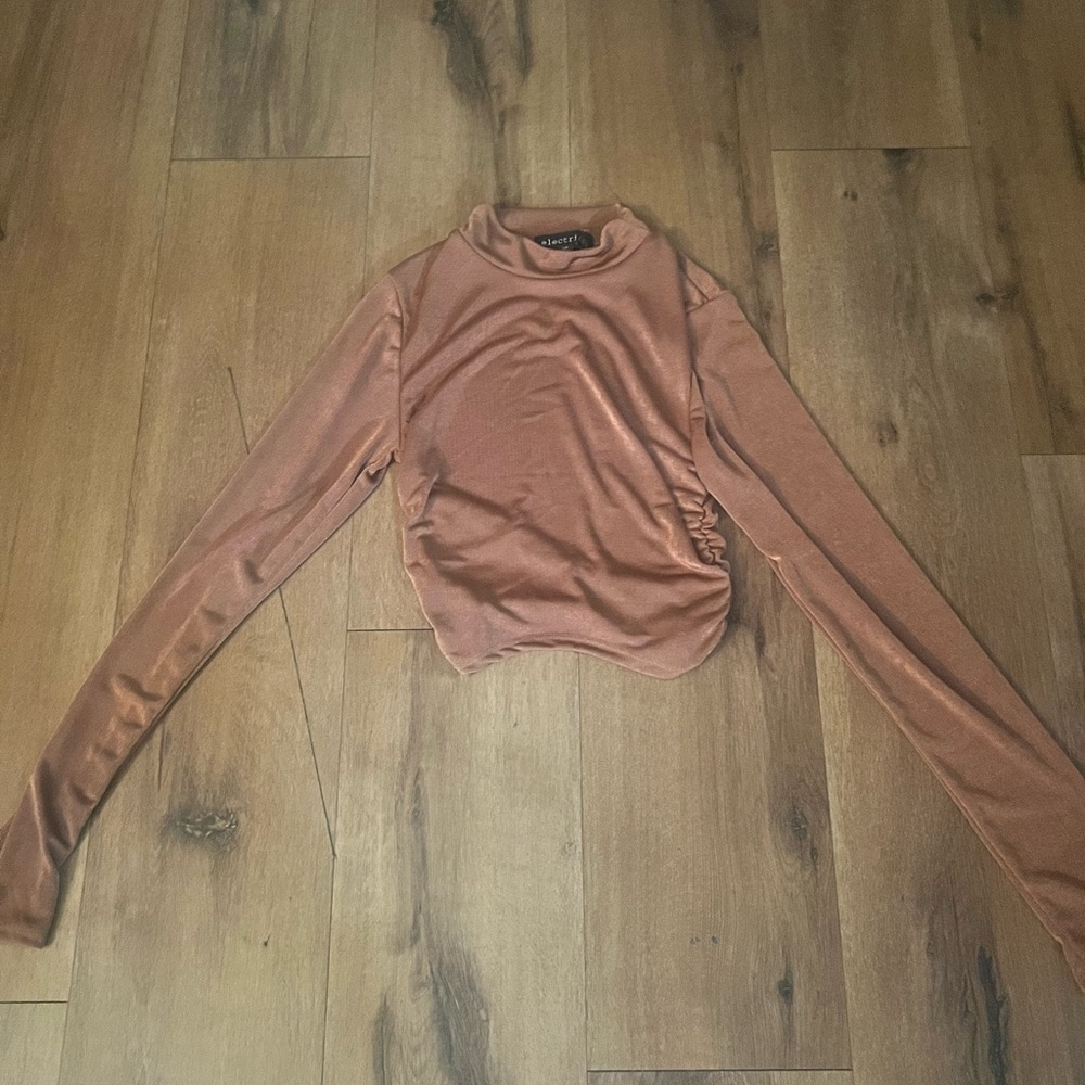Electrica young contemporary bronze long sleeve crop top size XS.